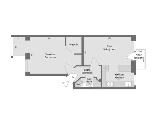 2 værelses lejlighed i København SV