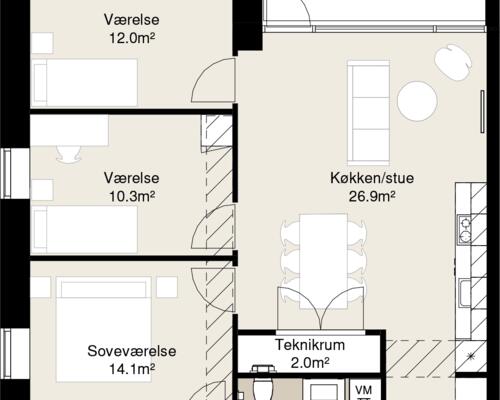 4 værelses lejlighed i Randers NV
