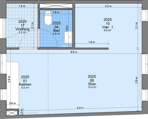 1 værelses lejlighed i Randers