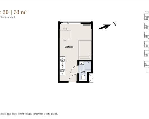 1 værelses lejlighed i København K