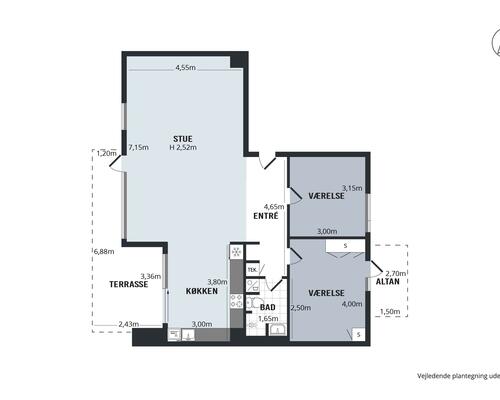 3 værelses lejlighed i København S