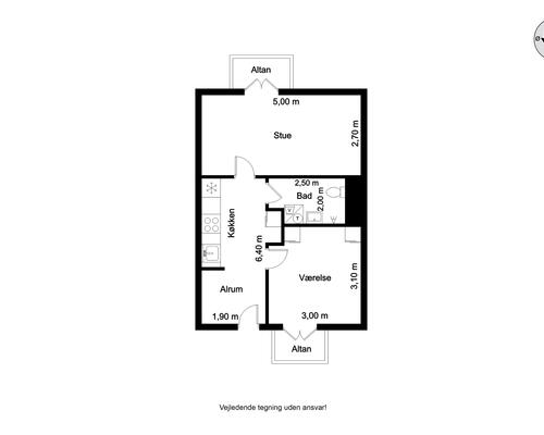 2 værelses lejlighed i Århus N