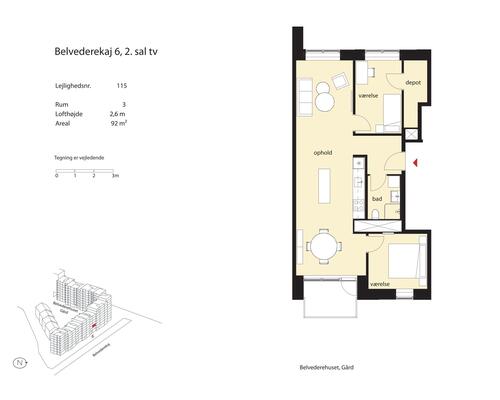 3 værelses lejlighed i København SV