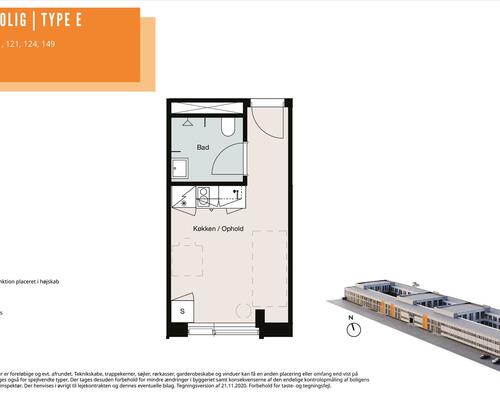 1 værelses lejlighed i Søborg