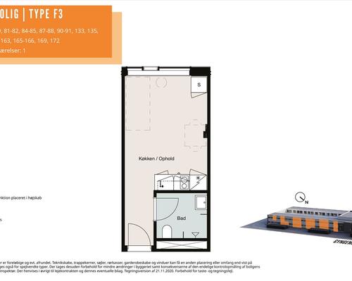 1 værelses lejlighed i Søborg