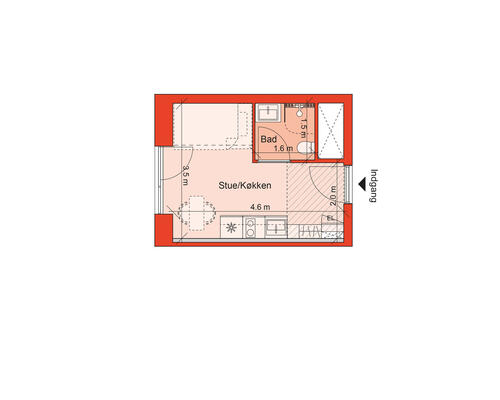 1 værelses lejlighed i Århus C