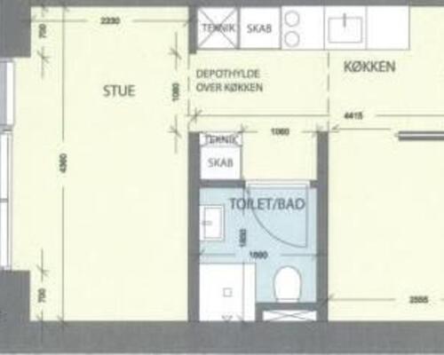 2 vær. lejlighed på 50m²