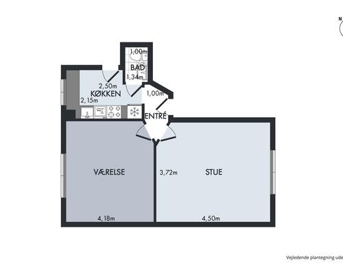 Flot 2-værelses lejlighed