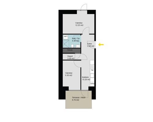 2 vær. lejlighed midt i Aarhus