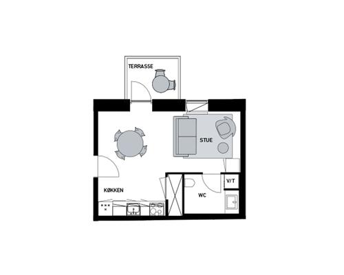 Flot 1-værelses lejlighed i Zebra House