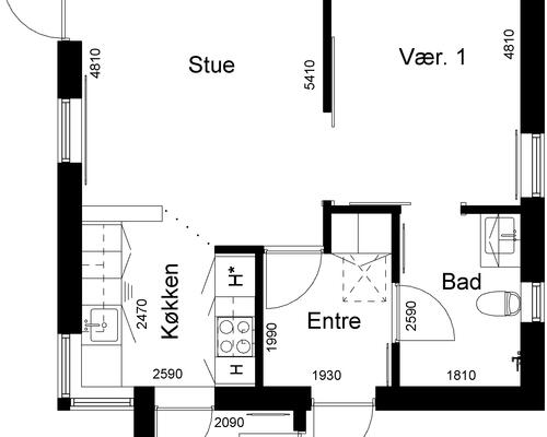 2 værelses hus i Harndrup