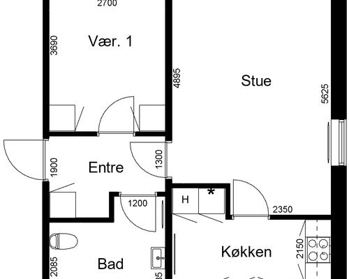 2 værelses lejlighed i Rødding