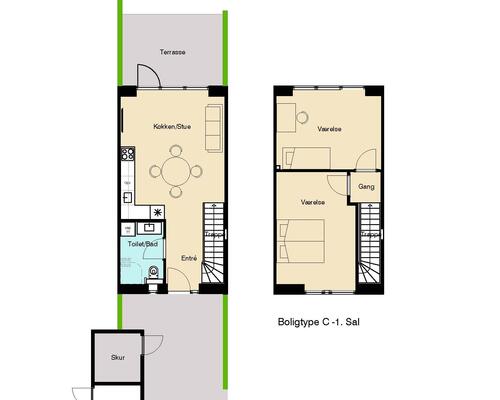 Skønt 3-værelses rækkehus i to plan