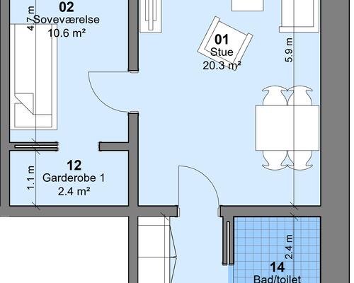 2 værelses lejlighed i Odense NØ