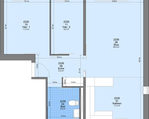 3 værelses lejlighed i Randers