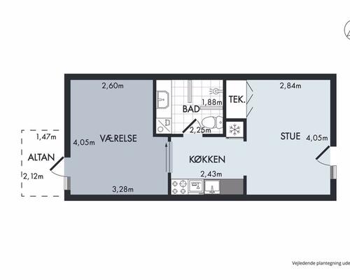 Moderne 2-værelses lejlighed i Bryggerhaven