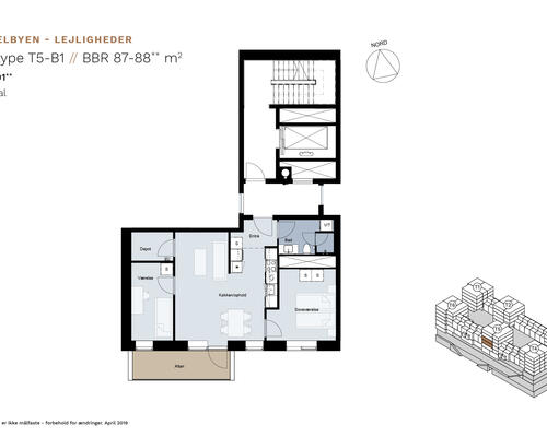 3 værelses lejlighed i København S