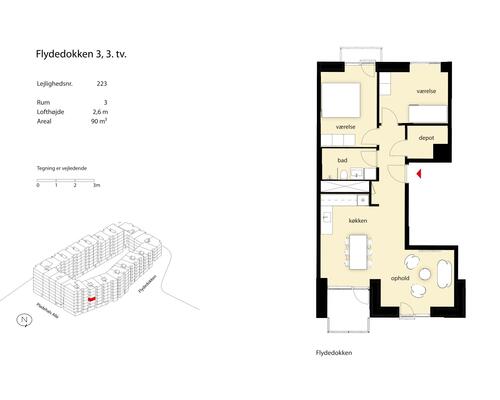 3 værelses lejlighed i København SV