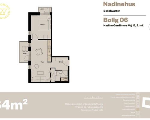 2 værelses lejlighed i København S