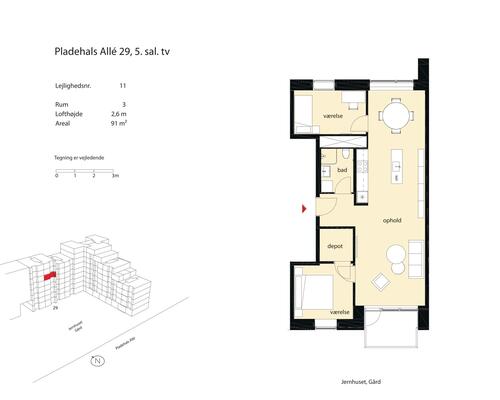3 værelses lejlighed i København SV