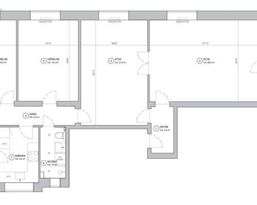 4 værelses lejlighed i Frederiksberg