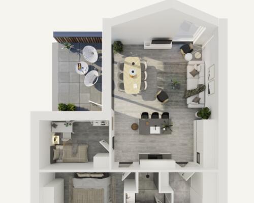 Eksklusivt rækkehus med privat terrasse.