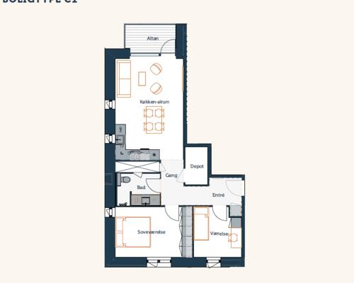 3 værelses lejlighed på Elementfabrikken i Brøndby udlejes