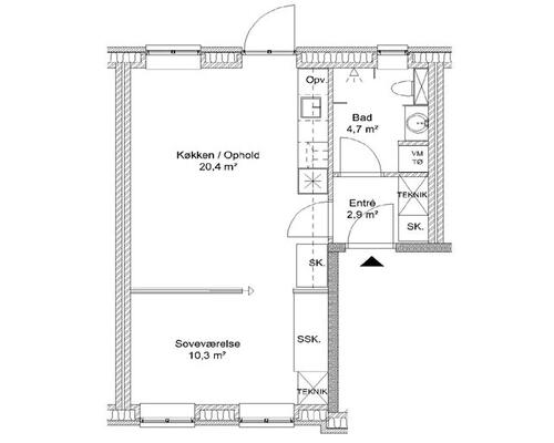 2 værelses lejlighed i Odense SV