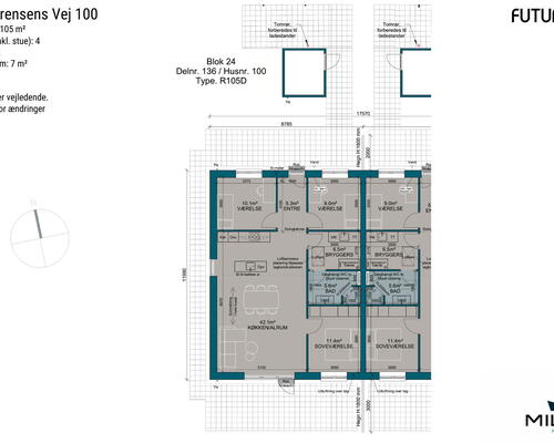 4 værelses hus i Give