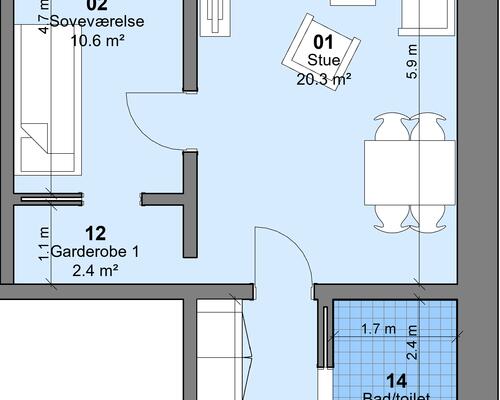 2 værelses lejlighed i Odense NØ
