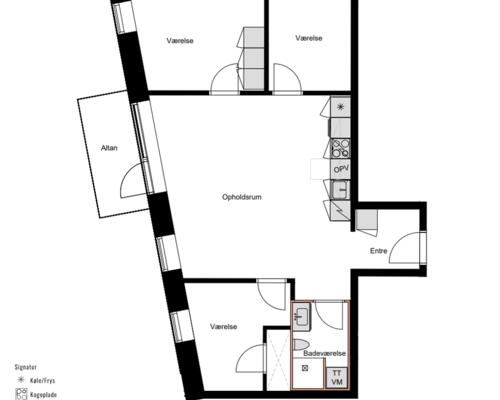 4-værelses hjørnelejlighed med vestvendt altan