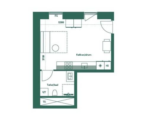 1 værelses lejlighed i Århus C