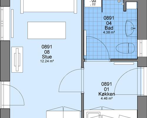 1 værelses lejlighed i Herning