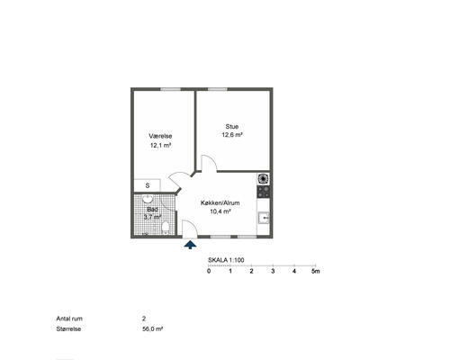 2 værelses lejlighed i Odense S