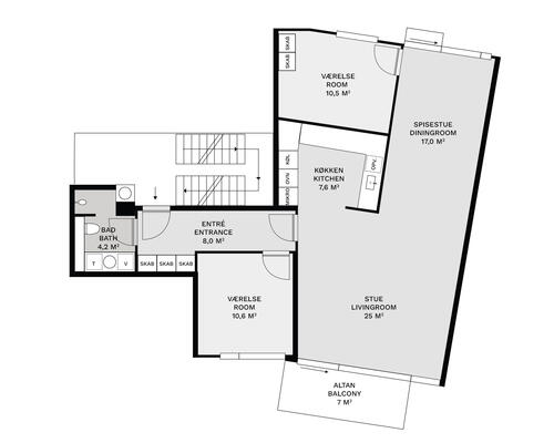 3 værelses lejlighed i København S