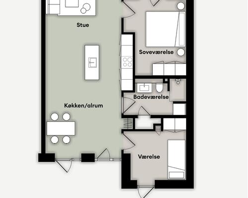 Lys og moderne 3-værelses lejlighed i attraktive Kildebjerg, Ry