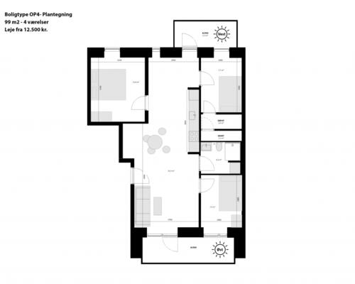 2 værelses lejlighed i Århus C