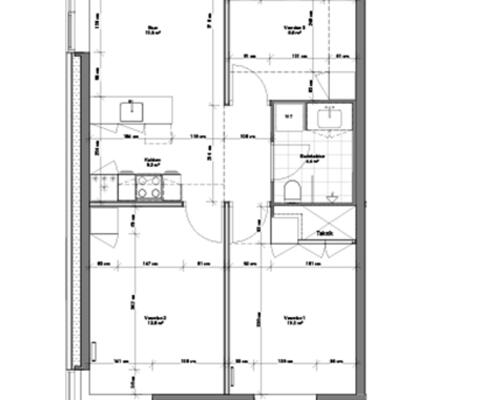 Flot 4-værelses lejlighed med altan i Bryggerhaven