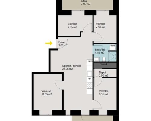 Flot 4-værelses lejlighed i Aarhus midtby