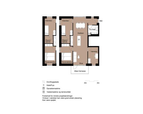 Lys og moderne 4-værelses Lejlighed med naturen som nabo