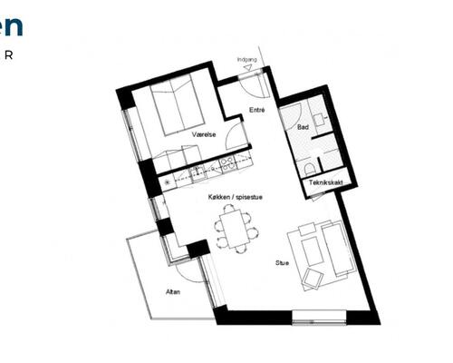 2 værelses lejlighed i Køge