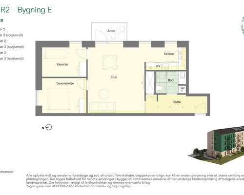 Fløjhusene - Bygning E - Lys 3-værelses lejlighed i høj kvalitet med altan