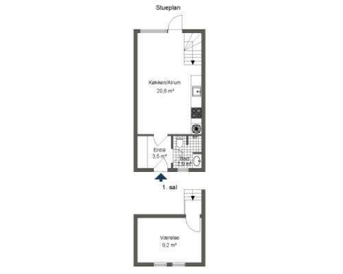 2 værelses lejlighed i Odense C