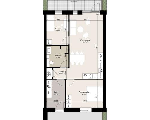 Skønt 3-værelses rækkehus. Obs. alle billeder og plantegninger er vejledende.