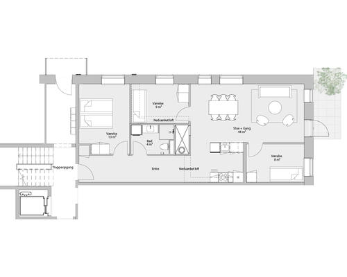 Rummelig, stilfuld & delevenlig 4-værelses lejlighed i Århus