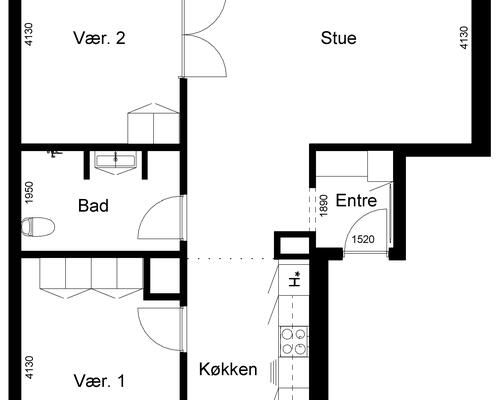 3 værelses lejlighed i Kjellerup