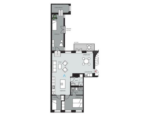 Eksklusiv liebhaverbolig med to badeværelser