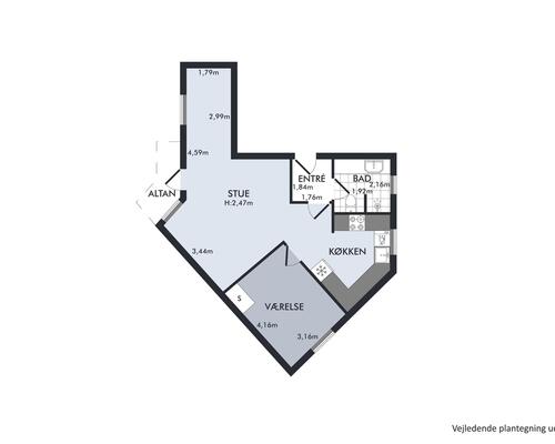 1 værelses lejlighed i Odense C