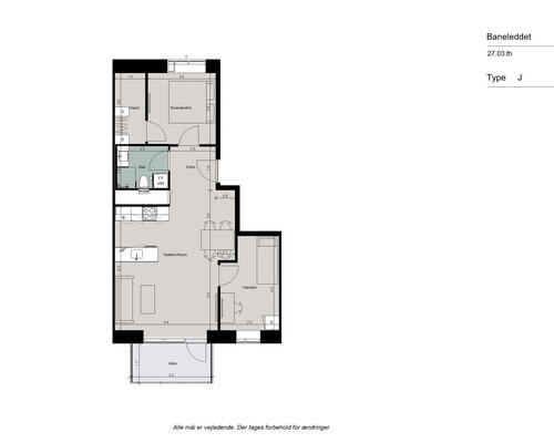 Stilren og moderne 3-værelses lejlighed med maksimal udnyttelse af pladsen – Stort, lyst køkken-alrum og stor altan ud mod gården. Ingen bindingsperiode!
