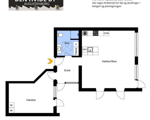 2 værelses lejlighed i Augustenborg